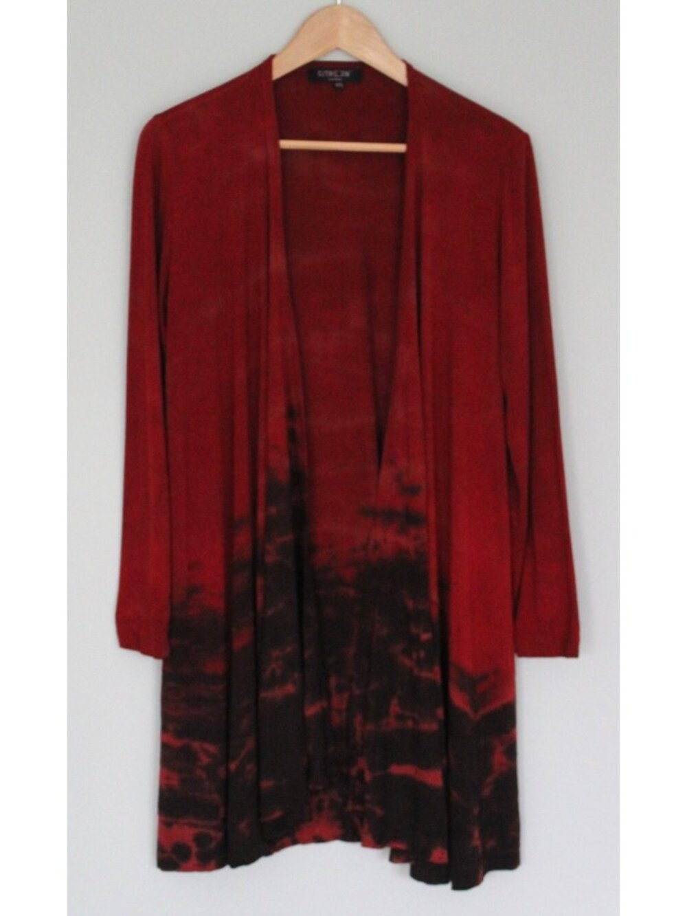 CITRON SANTA MONICA Burgundy & Black Tie Dye Long Cardigan, Size XS